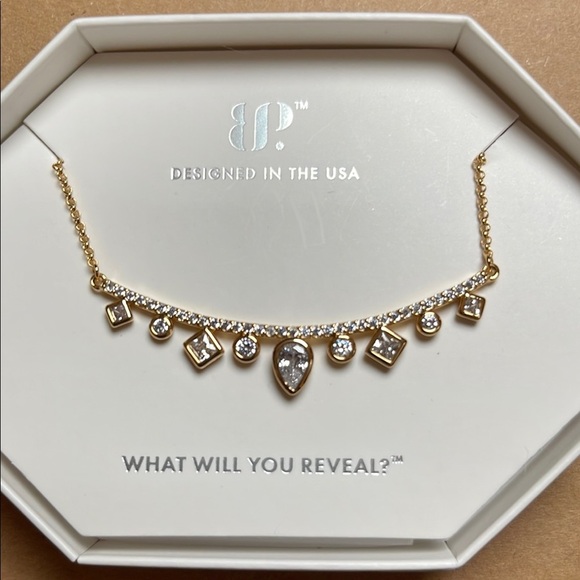 Bomb Party Jewelry - APRIL 2025 Gold Necklace with CZ Crystals by BP